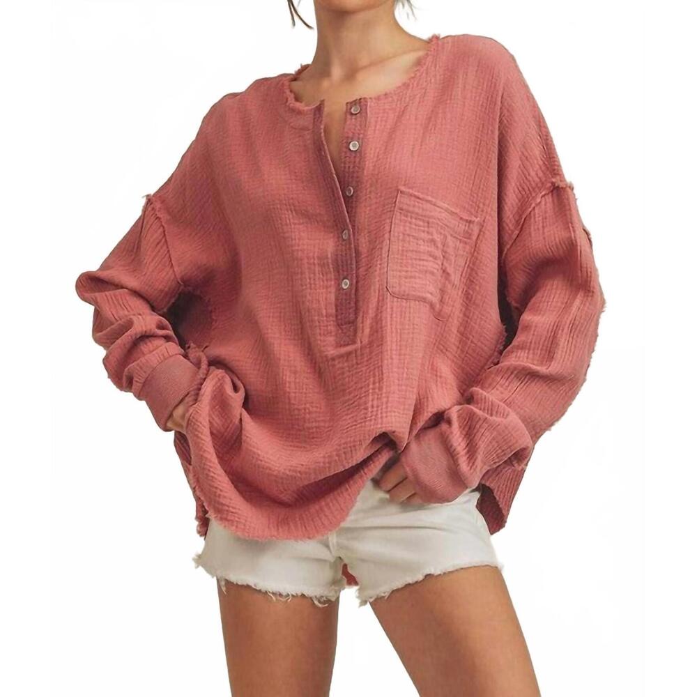NEW AEMI + CO marjorie pullover with buttons in mauve